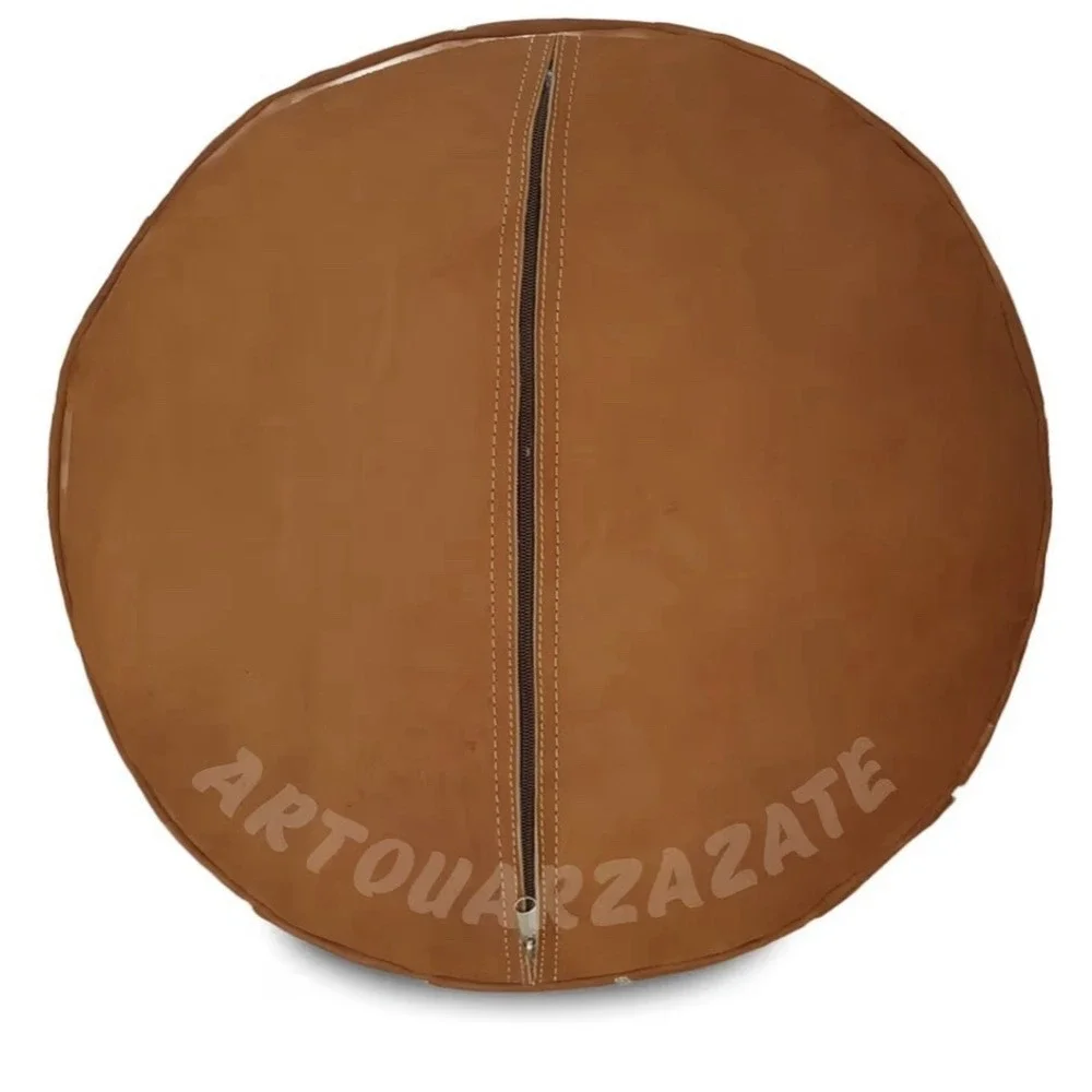 X2–Premium Moroccan Leather Pouf - Handmade ‎ - Ottoman, Footstool —unstuffed